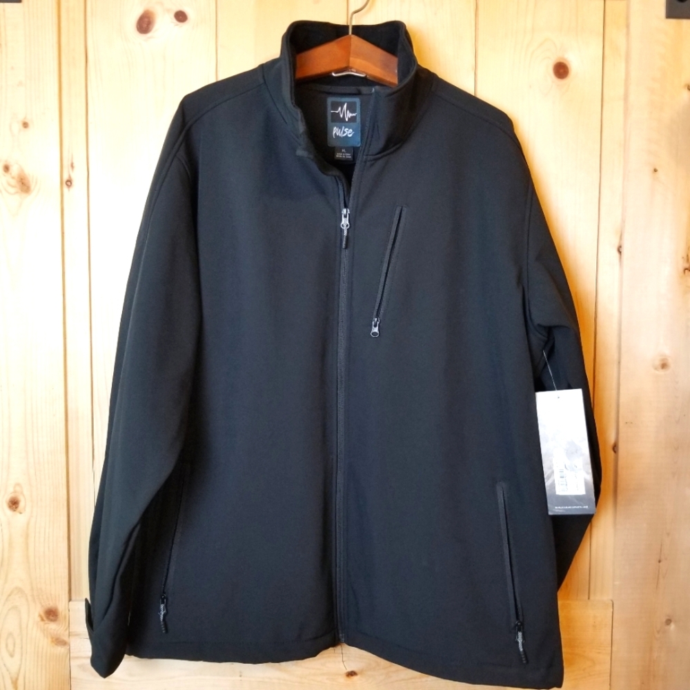 Pulse Black Weatherproof Lined Soft Shell Jacket NWT